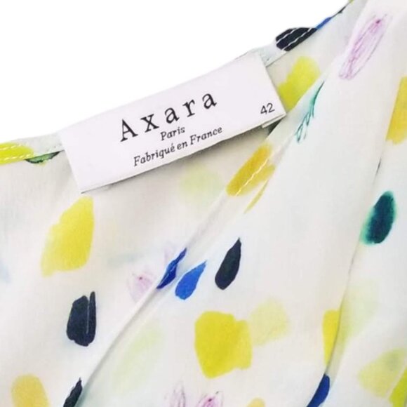 Axara Paris Dress 100% Silk Size 42 White Multicolor Cowl Neck Sleeveless Y2K - Picture 12 of 13